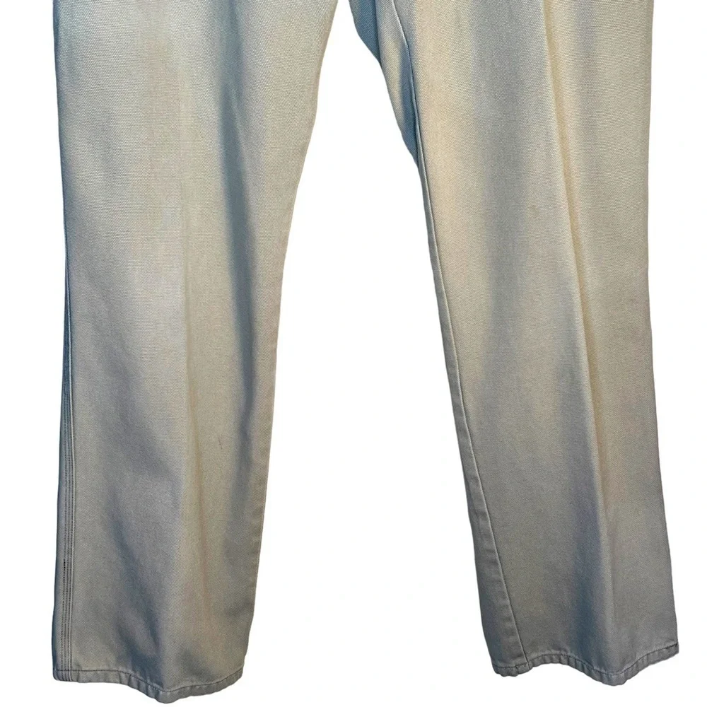 Orvis Men’s Heavyweight Cotton Textured Rugged Tan Pants With Leather Trim W36 …